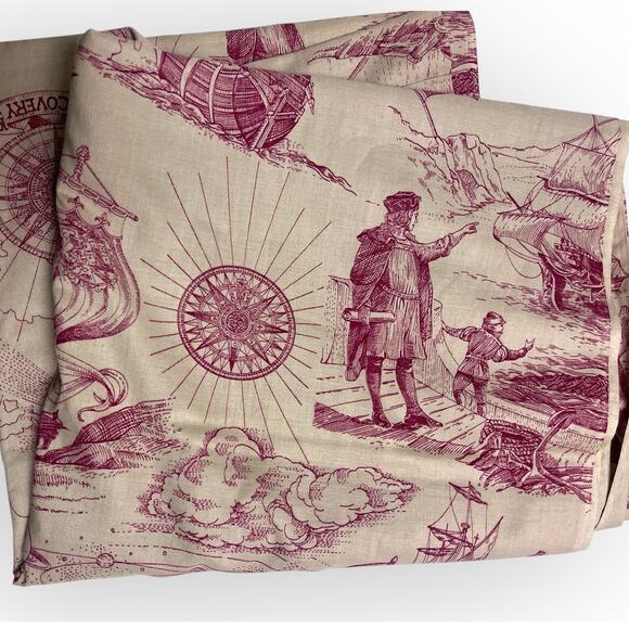 1.9 Yds RED "Discovery 1492" Commemorative Quilt Fabric by Jinny Beyer - Picture 1 of 10